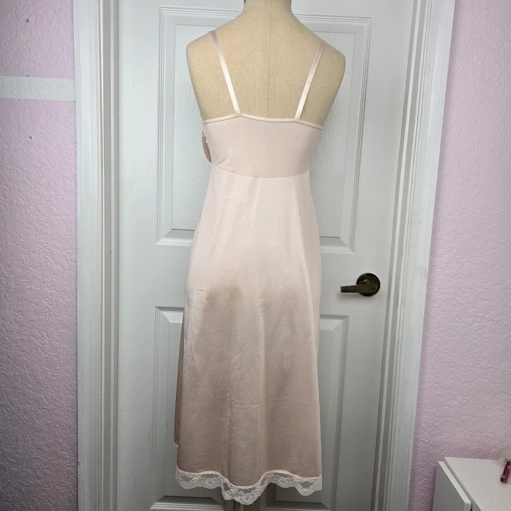 Henson Kickernick Vtg Pink Full slip Nightgown Size 34 Made‎ In USA Lingerie